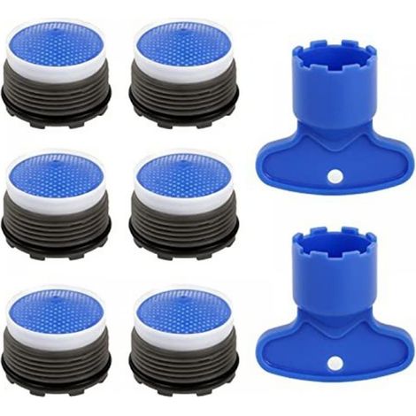 6pcs, M18.5 Aerator, Kitchen Bathroom Nozzle, Plastic Sink Faucet Aerator for Water Saving with 2 Keys (1/4)