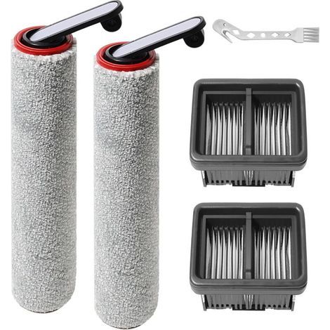 Accessoires de rouleau de brosse pour Mova M10, pour Dreame Mova M10 pi猫ces de rechange d'aspirateur eau et poussi猫re, 2 rouleaux de brosse + 2 filtres HEPA + 1 brosse de nettoyage