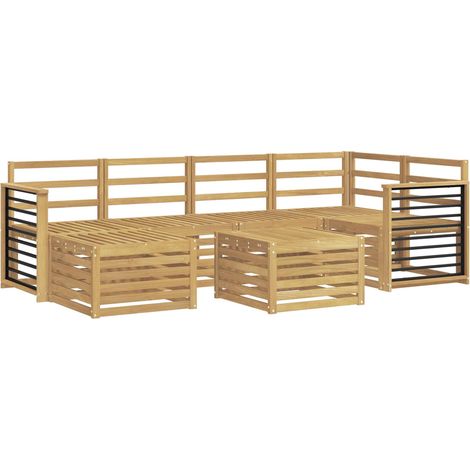 Conjunto de sofás de exterior 7 pcs Blanco Poliéster vidaXL (1/5)
