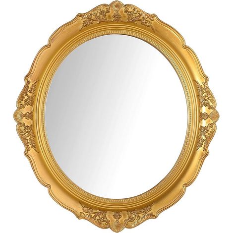 Miroir mural décoratif vintage à suspendre pour chambre à coucher, salon, commode, 33 x 37cm (doré) (1/5)
