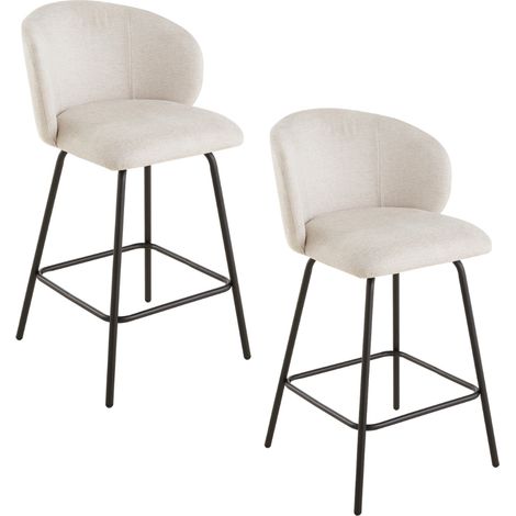 Set di 2 sgabelli in tessuto mélange con gambe in metallo - SORREL