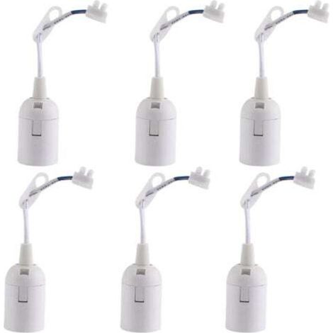 Douille plafonnier E27 blanche à visser – Lot de 6 supports d’ampoules pour lampes halogènes et à incandescence (1/5)