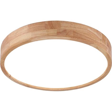 Plafonnier LED Moderne 24W Rond Ø30cm Bois - Lumière Blanche 6000K pour Salon, Couloir, Salle à Manger, Chambre