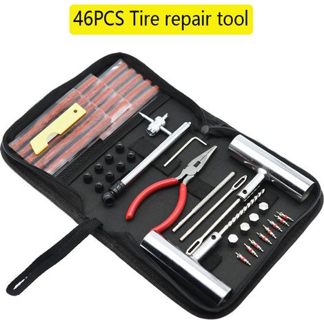 Kit Réparation Pneus Voiture [24/46/62 Pièces] – Mèches en Tissu Haute Résistance, Réparation d'Urgence Rapide et Portable, Accessoire Indispensable pour Dépannage Auto-x