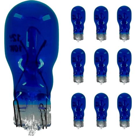 10x Ampoule 12V 10W T13 W2.1x9.5d clignotant latéral voiture moto scooter éclairage goutte d'eau lampe tableau bord indicateur, bleu (1/5)