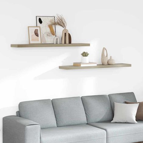 Schwebende Wandregale 2 Stk. Eichefarben 120x23,5x3,8 cm MDF