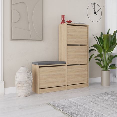 Schuhschrank Dude Eiche Melamin 105x118,5x26 cm
