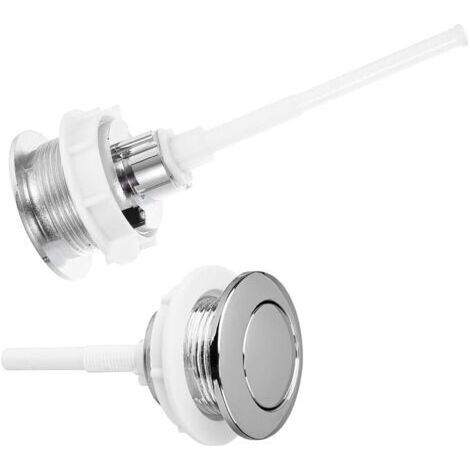 Lot de 2 boutons de chasse d'eau, 38 mm, bouton-poussoir simple, kit de remplacement chromé, ABS durable, installation facile, compatibilité universelle