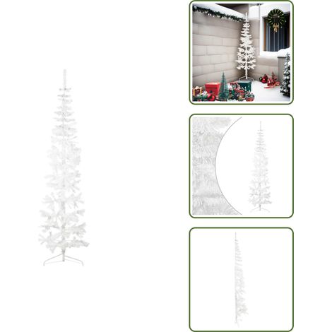 The Living Store Künstlicher Halb-Weihnachtsbaum mit Ständer Schlank Weiß 210 cm - Halb-Weihnachtsbaum (1/5)