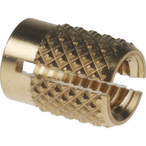 Rs Pro – Insert fileté M4 en laiton – Fixation Ø 5.6mm – Longueur 7.95mm – Sachet de 100 inserts pour matériaux d'épaisseur minimale 10.2mm