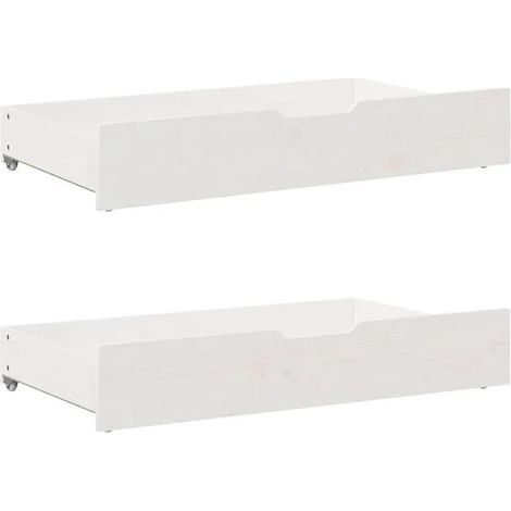 Lit deux pièces avec tiroir de rangement, blanc, 95x55x17 cm, en pin massif. (1/5)