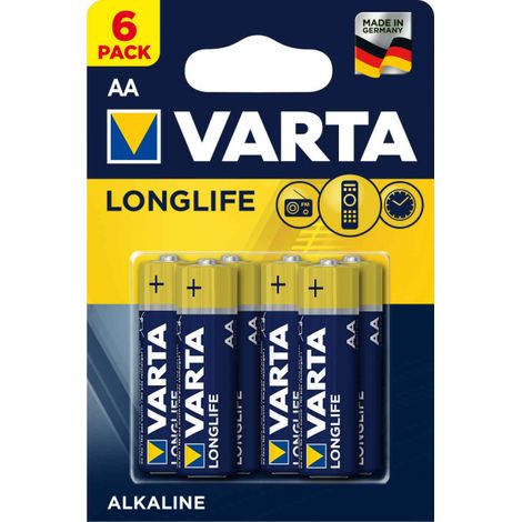 6 piles LR06 AA VARTA LONG LIFE sous blister (1/2)