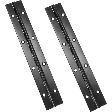 Charniere metal piano et armoire fer epais noir avec trous et vis pour porte meuble,350mm (1/5)