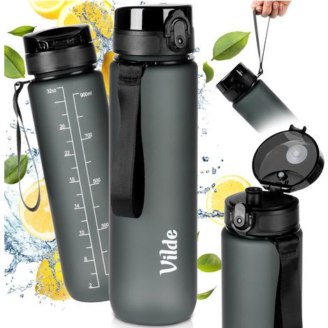 Auslaufsichere Trinkflasche mit Skala, 1 Liter, für Sport und Reisen (1/5)