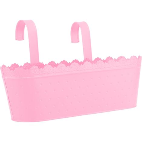 Pot de fleurs suspendu décoratif à double crochet - Pots en métal pour balcon et jardin avec texture givrée (1/5)