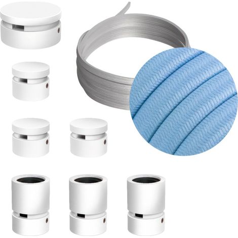 Sistema Filé Linear Kit - con cavo di 5 m per catenaria e 7 componenti in legno verniciato bianco per interni