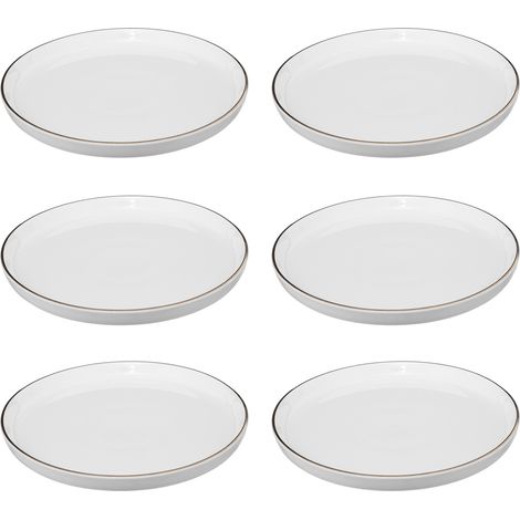 Assiettes à dessert en porcelaine SUBLIMA, bord doré, 6 pièces x Ø 20 cm