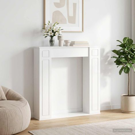 vidaXL Cadre de cheminée Blanc brillant 100 x 20 x 100 cm (1/4)