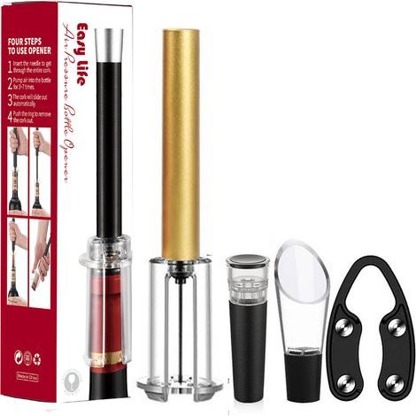 Set mit 4 vergoldeten pneumatischen Flaschenöffnern aus Aluminium (1/5)