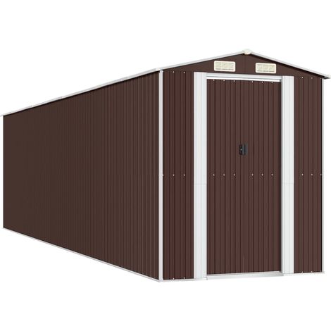 Maison Exclusive - Cobertizo jardín acero galvanizado marrón oscuro 192x772x223 cm (1/5)