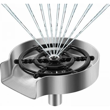 Lave-verres haute pression à poussoir, modèle argenté, accessoire d'évier, 1 pièce (1/5)