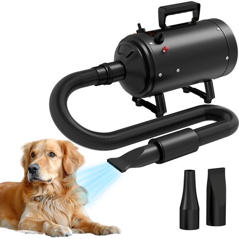 PawHut 2200W Dog Hair Dryer with Adjustable Temperature & Velocity, Black (1/5)