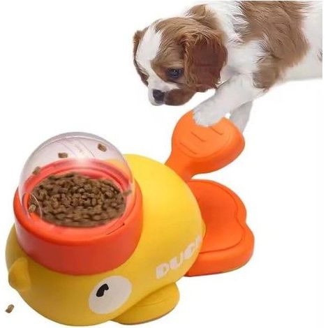 Mangeoire interactive en forme de canard jaune – Jouet à alimentation lente pour chiens et chats Distributeur de friandises (1/5)