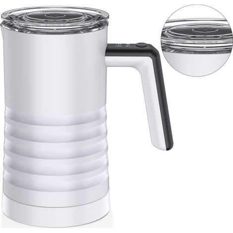 Espumador y calentador de leche eléctrico (400 W, capacidad de 580 ml, revestimiento antiadherente, diseño ergonómico de acero inoxidable) para capuchino, latte macchiato, chocolate caliente, café sol (1/4)