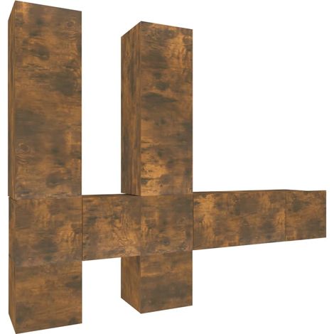 Set de muebles de TV 7 pzas madera contrachapada roble ahumado vidaXL (1/5)
