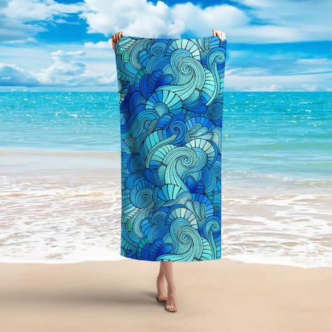 Dünnes und leichtes Mikrofaser-Strandtuch, sandfrei, schnelltrocknend, ideal für Pool, Camping oder Strand. (1/5)