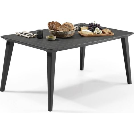 Dmora - Tavolo da esterno Brockville, Base per picnic, Piano da pranzo da giardino, Banco outdoor multiuso, 157x98 h74 cm, Antracite