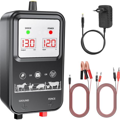 15KM Clôture Électrique pour Animaux, Tension Réglable 7 13KV Puissante 2J electrificateur Clôture Électrique avec Écran LCD, Haute Puissance Étanche Clôture Électrique pour Ferme Jardin Pâturage (1/5)