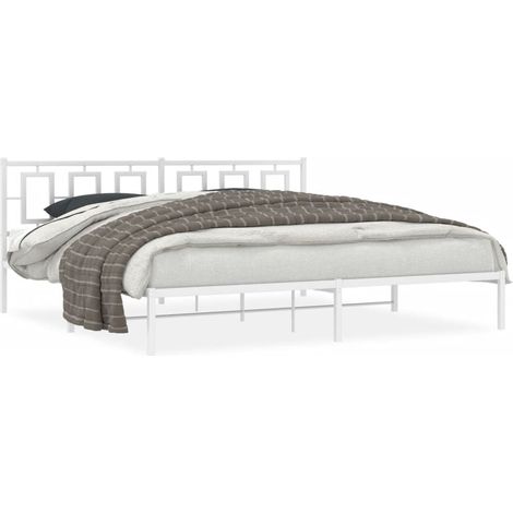 Maison Exclusive - Bettgestell mit Kopfteil Metall Weiß 200x200 c