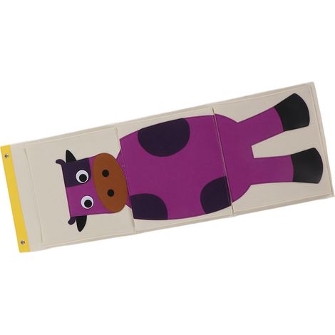 Sac de Rangement Mural 3 Étages en Felt Animal pour Placard - Poche Suspendue sur Porte, 100.5x34.7cm