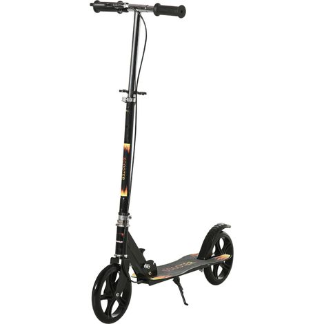 Trottinette enfant guide réglable double roue noir 86x35x93-103 cm