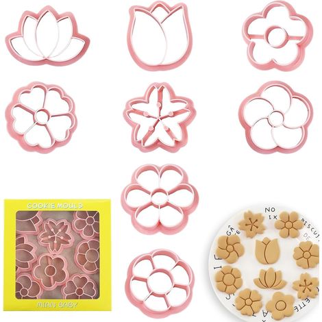 8 Pièces Emporte Piece Fleur Moule Biscuit pour Gâteaux Desserts Tartes (1/5)