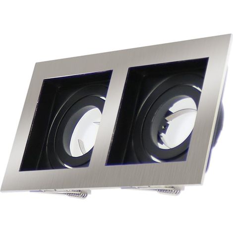 IluminaShop - Aro Doble Basculante Cuadrado Niquel y Negro para GU10/MR16 (1/3)