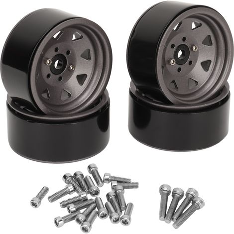 4 Pièces Jantes RC 1.9 Pouces Universelles, Support Renforcé 8 Rayons pour Axial SCX10 I II III, en Titane (1/5)