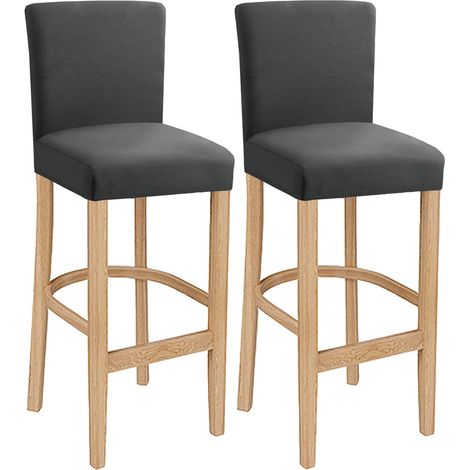 Lot de 2 housses de tabouret de bar extensibles, lavables, amovibles, pour chaise de salle à manger courte et pivotante, chaise de bar (gris1, gris) (1/3)