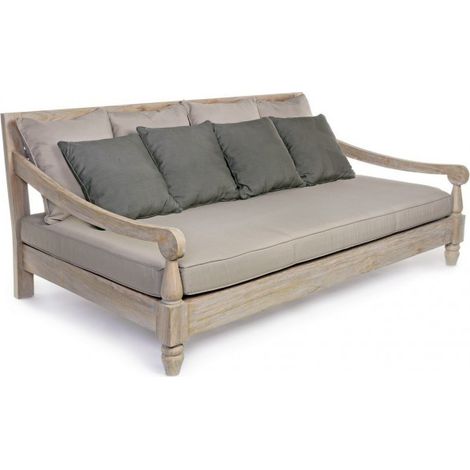 Daybed con cuscini "Bali" con struttura in legno di Teak, per giardino ed esterno -Grigio (1/5)