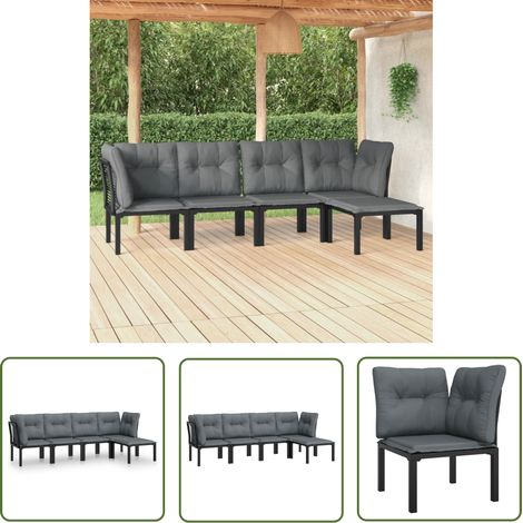 Maison Exclusive 5-tlg. Garten-Lounge-Set Schwarz und Grau Poly (1/5)