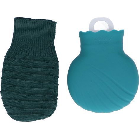 Bouteille d'eau chaude en silicone anti-explosion avec housse tricotée, 245ml vert, pour usage familial (1/5)