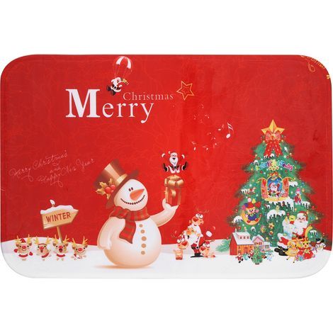 Paillasson de Noël antidérapant tapis d'entrée intérieur extérieur décor maison (1/5)