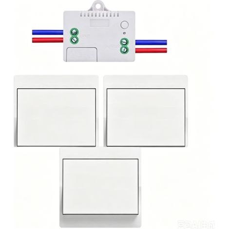 Interrupteur sans fil 3 pièces – Portée 50m – Auto-alimenté – Récepteur RF 433 MHz – 10A pour lampes et appareils connectés (1/5)