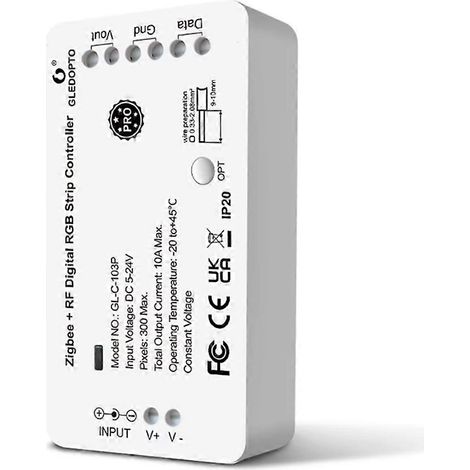 Contrôleur de bande LED RGB IC GLEDOPTO WS2811 WS2812, contrôle numérique adressable de la lumière, hub d'éclairage dynamique, 9 effets (1/5)