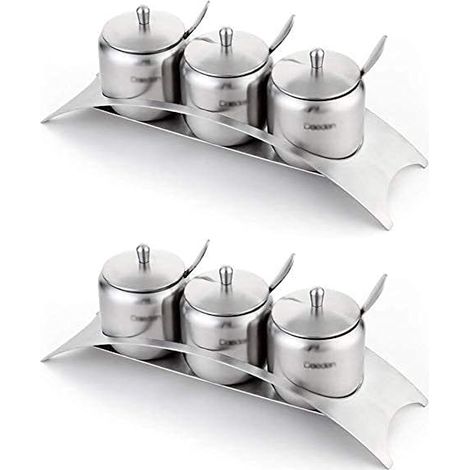 （2 Pots） à épices boîte d'assaisonnement Cuisine en Acier Inoxydable Récipient d'assaisonnement Bouteilles à Condiments Pot à épices (1/5)