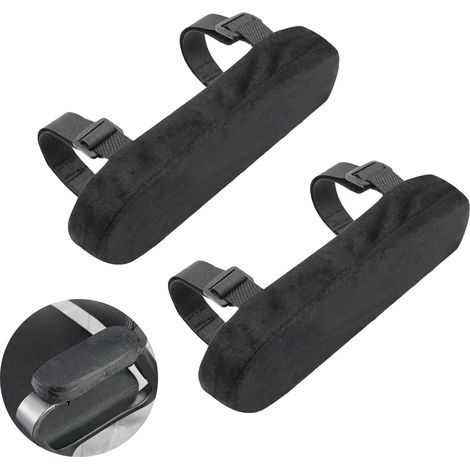 Coussin accoudoir - Repose bras bureau, Accoudoir universel Housse de chaise de bureau, pour chaises de jeu, fauteuils roulants, chaises de bureau. (2 pièces en noir) (1/5)