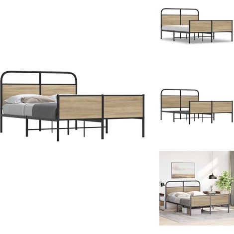 Cadre de lit sans matelas 140x200 cm chêne sonoma - Cadre De Lit - Cadres De Lit - Meuble De Chambre À Coucher - Lit (1/5)