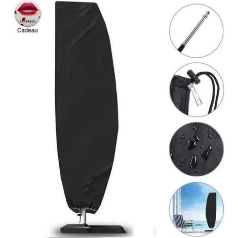 1 Housse de protection parasol déporté, Polyester Oxford 210D, imperméable avec tige télescopique, pour jardin