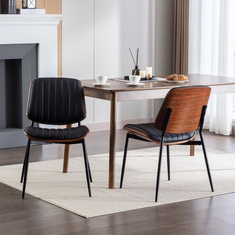 MEUBLIV Silla de comedor 48x57x83 cm negra – respaldo ergonómico, lote de 2 (1/5)